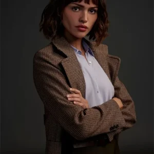 3 Body Problem Eiza Gonzalez Brown Plaid Coat