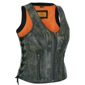 Black Distressed Leather Vest