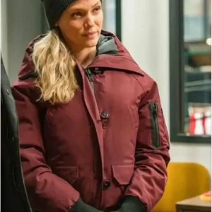 Chicago P.D. S08 Tracy Spiridakos Maroon Bomber Jacket
