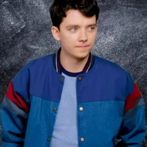 Choose or Die Asa Butterfield Blue Varsity Bomber Jacket