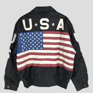 Independence Day Vintage USA Flag Black Jacket