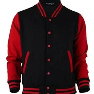 Mens School Black and Red Letterman Sports Team Varsity Jacket