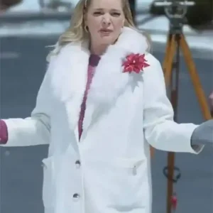 Pamela Haul Out The Holly Lit Up Fur Long Coat