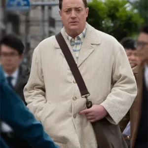 Rental Family 2025 Brendan Fraser Cream Corduroy Coat