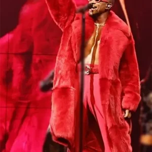 Usher Red Fur Coat