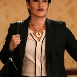 Yellowstone Angela Blue Thunder Wool Black Dress Blazer Coat